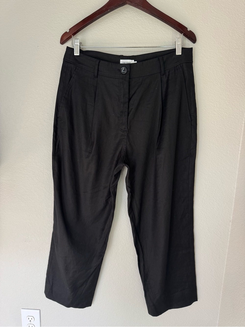 The Reset R Label Black Linen Trousers Medium Slouchy Crop Minimalist M